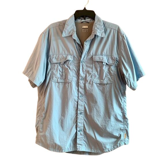 Blue Columbia Short Sleeve Button Down Shirt - Picture 1 of 10